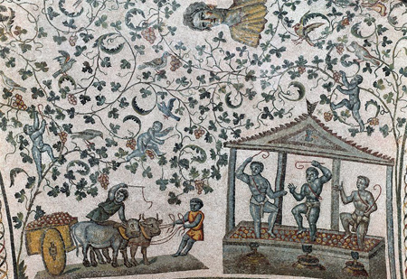Wine Making (Vine Shoots, Putti Gathering Grapes and Male Bust; Grape-gathering Cupids); detail | c. 350 CE | Chiesa di S. Costanza (Rome, Italy) | Image and original data provided by SCALA, Florence/ART RESOURCE, N.Y. ; artres.com ; scalarchives.com | (c) 2006, SCALA, Florence / ART RESOURCE, N.Y.