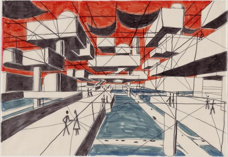 Yona Friedman, Spatial City, project Perspective, 1958-59