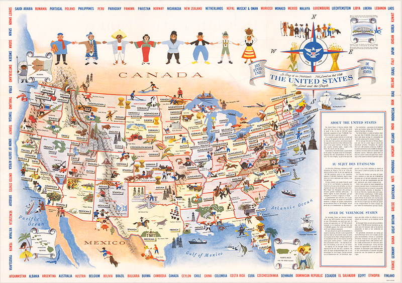 United States - The Land and The People. Mary Rouin. 1958. Persuasive Maps: PJ Mode Collection
