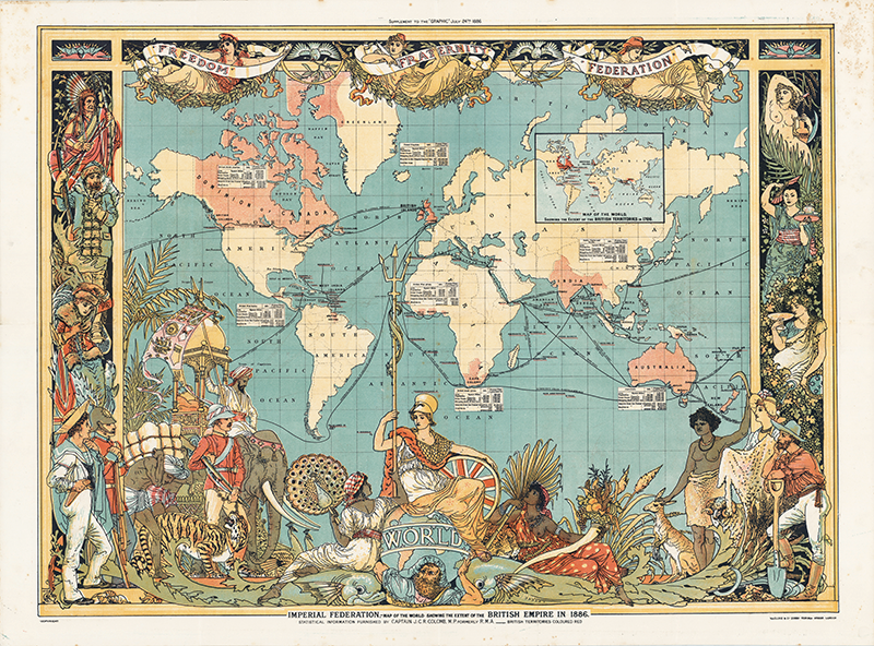 Imperial Federation Map of the World Showing the Extent of the British Empire in 1886. Walter Crane. 1886. Persuasive Maps: PJ Mode Collection