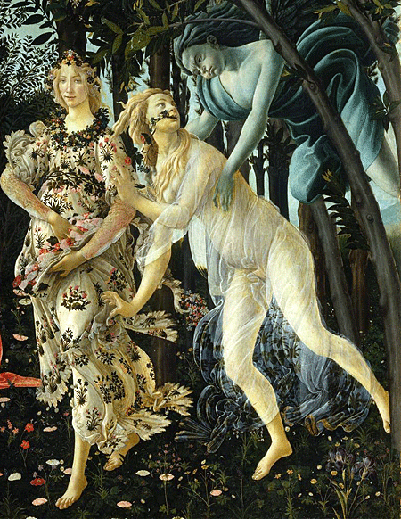 Sandro Botticelli | Detail of: Primavera; Allegory of Spring | c. 1478 | Galleria degli Uffizi | Image and original data provided by SCALA, Florence/ART RESOURCE, N.Y.; artres.com; scalarchives.com | (c) 2006, SCALA, Florence/ART RESOURCE, N.Y.