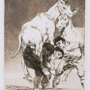 Francisco de Goya y Lucientes, You who cannot do it, carry me on your shoulders (Tu que no puedes), Plate 42 from Los Caprichos, 1799. Smith College Museum of Art