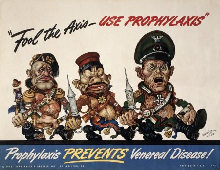 Poster illustration of three Axis leaders with syringes